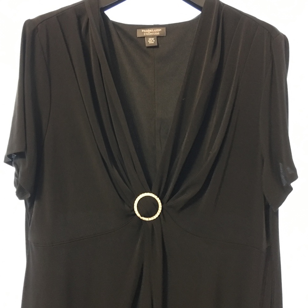 DRESS BARN SS Rhinestone Evening Dress Black 20W